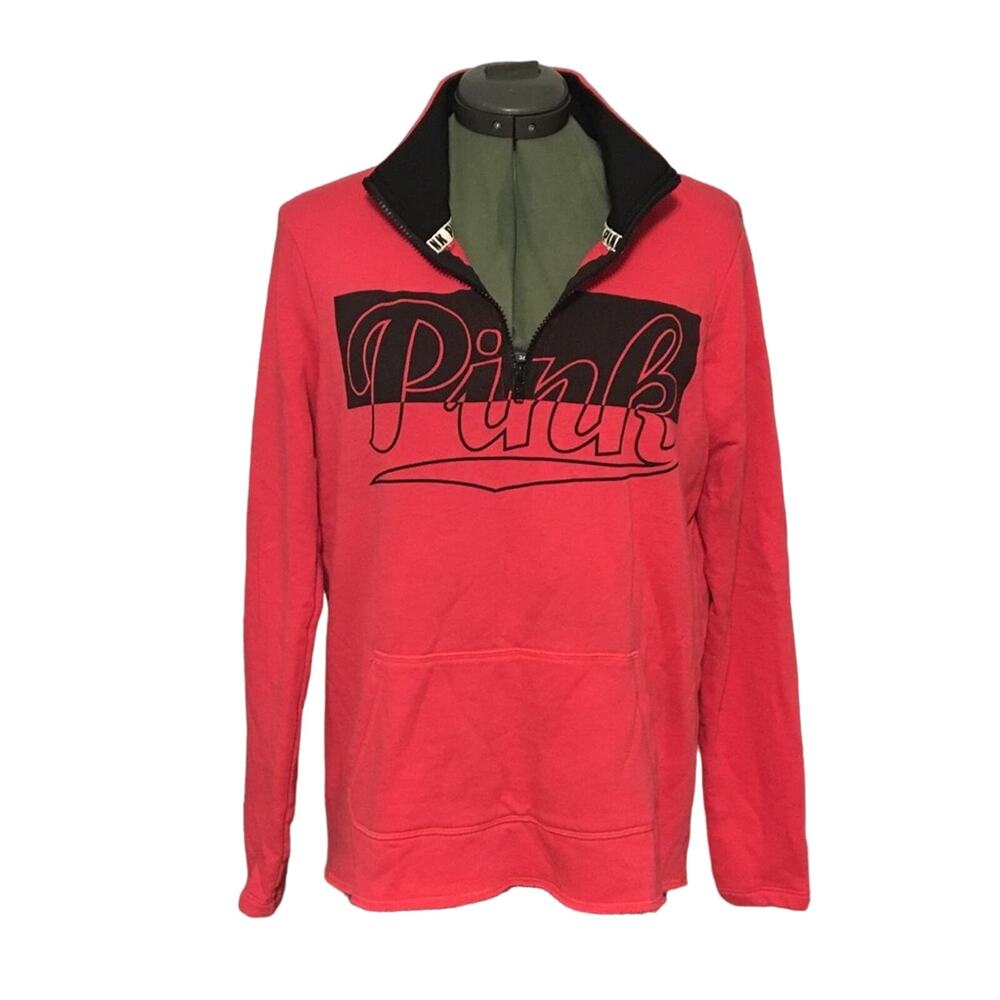 Victoria’s Secret PINK Half Zip Sweatshirt Coral Small